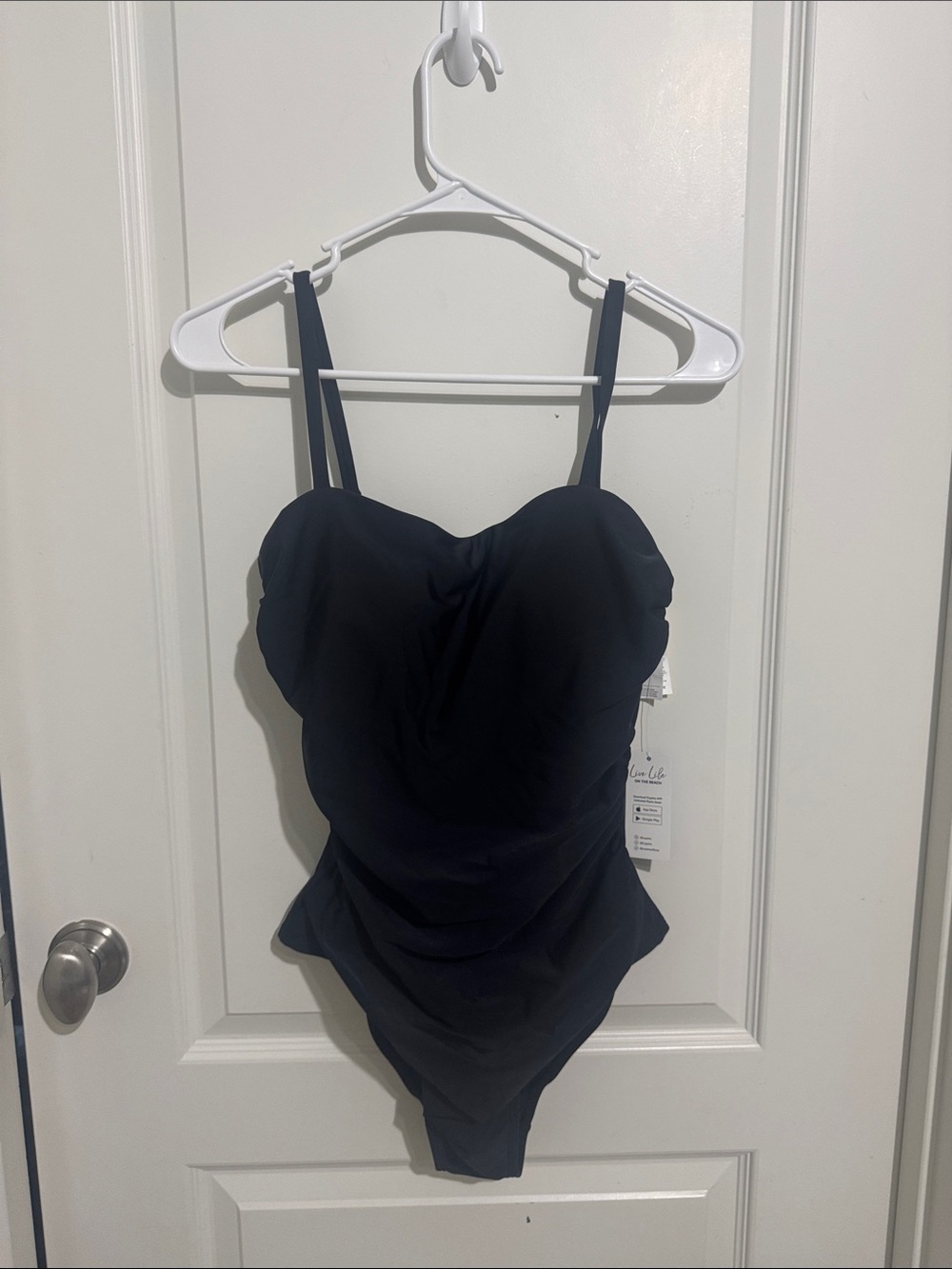 Cupshe Black Ruched One-Piece Swimsuit with Slim Straps